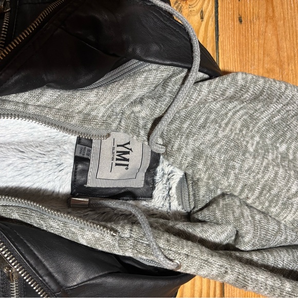 YMI Black Jacket with Gray Hoodie - Picture 3 of 4